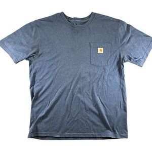 Carhartt Mens T-Shirt Large Original Fit Pocket Blue Heather Workwear